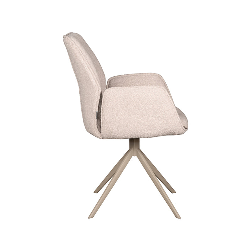 LABEL51 Eetkamerstoel Mellow - Naturel - Boucle - Taupe Onderstel - Majorr