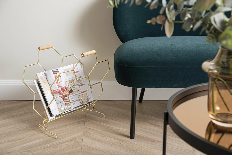 Magazine rack Honeycomb gold plated - Majorr