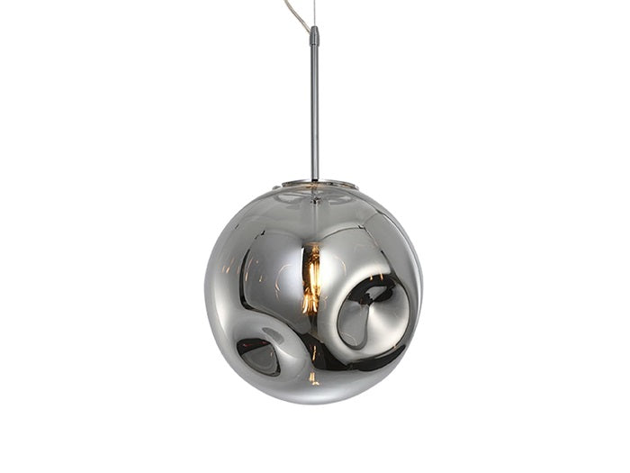 Pendant Lamp Blown glass round chrome - Majorr