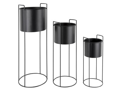 Plant pot set Essence round iron black - Majorr