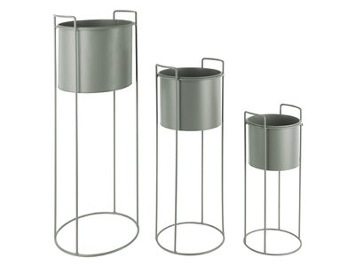 Plant pot set Essence round iron jungle green - Majorr