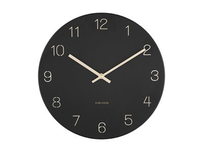 Wall clock Charm engraved numbers small black - Majorr