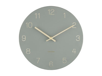 Wall clock Charm engraved numbers small jungle grn - Majorr