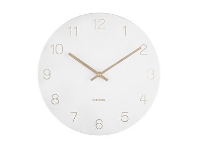 Wall clock Charm engraved numbers small white - Majorr