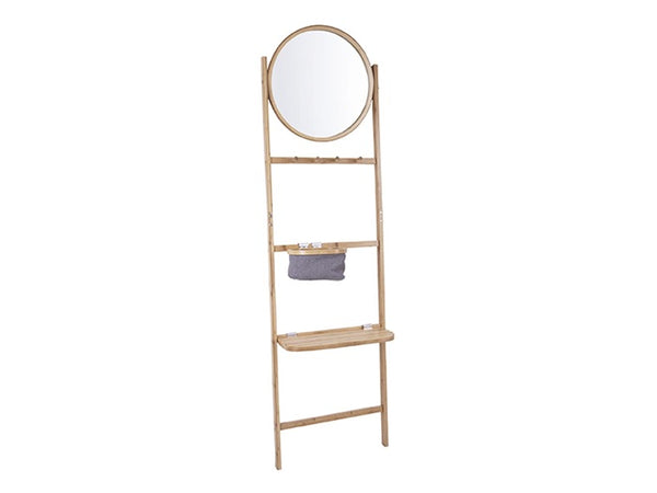 Wall rack Bamboo w. round mirror - Majorr