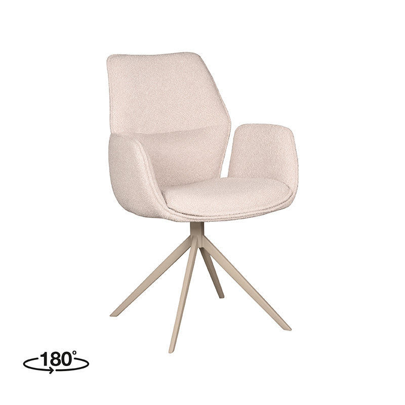 LABEL51 Eetkamerstoel Mellow - Naturel - Boucle - Taupe Onderstel - Majorr