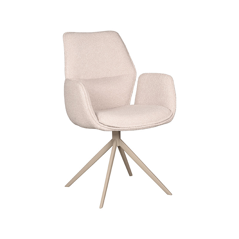 LABEL51 Eetkamerstoel Mellow - Naturel - Boucle - Taupe Onderstel - Majorr