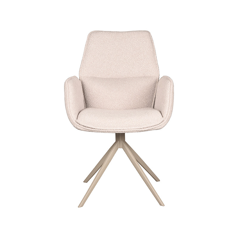 LABEL51 Eetkamerstoel Mellow - Naturel - Boucle - Taupe Onderstel - Majorr